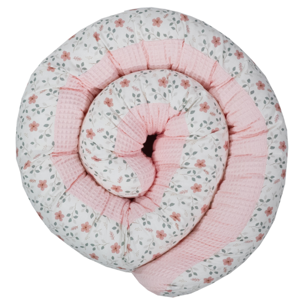 Ullenboom Baby-Bettschlange WAFFELPIQUE FLORAL ROSA 200 cm